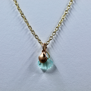 Coastal Whisper Shell & Aqua Drop Necklace