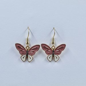 Rose & Pearl Butterfly Drop Earrings