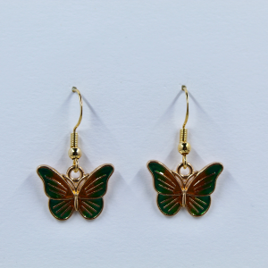 Emerald Woodland Butterfly Drop Earrings